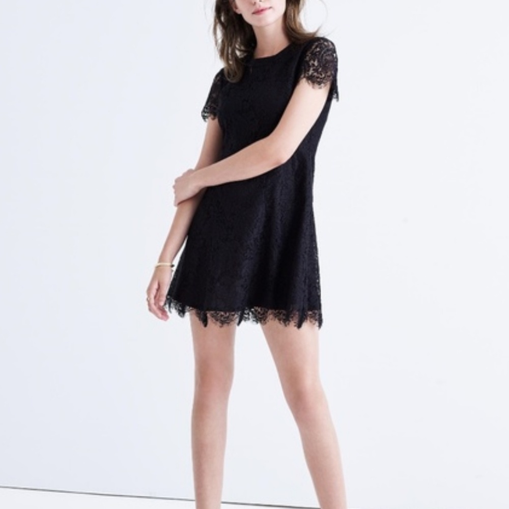 Madewell Navy Floral Lace Dress